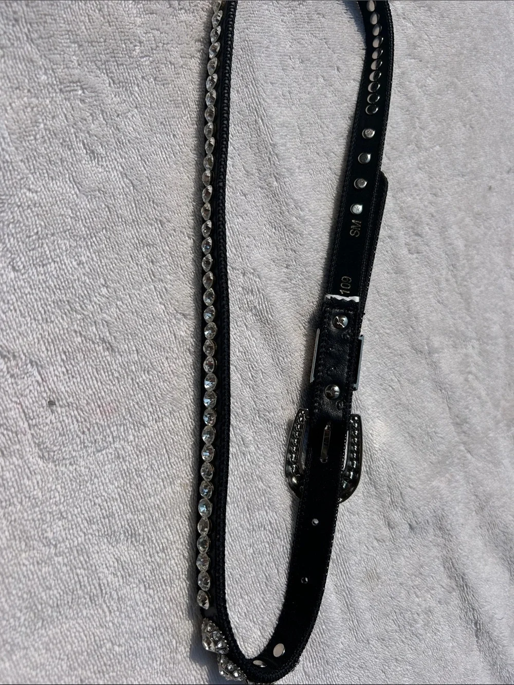Guess Black Crystal-Embellished Women's Belt